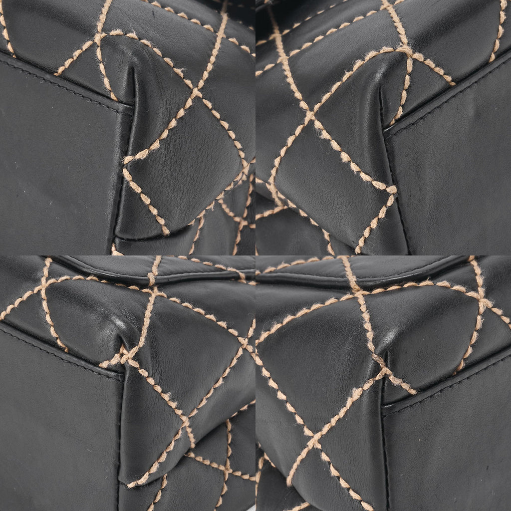 CHANEL Tote Bag, Coco Mark Wild Stitch Turn Lock, Calfskin, Black, Gold-Tone Hardware, Pre-Owned