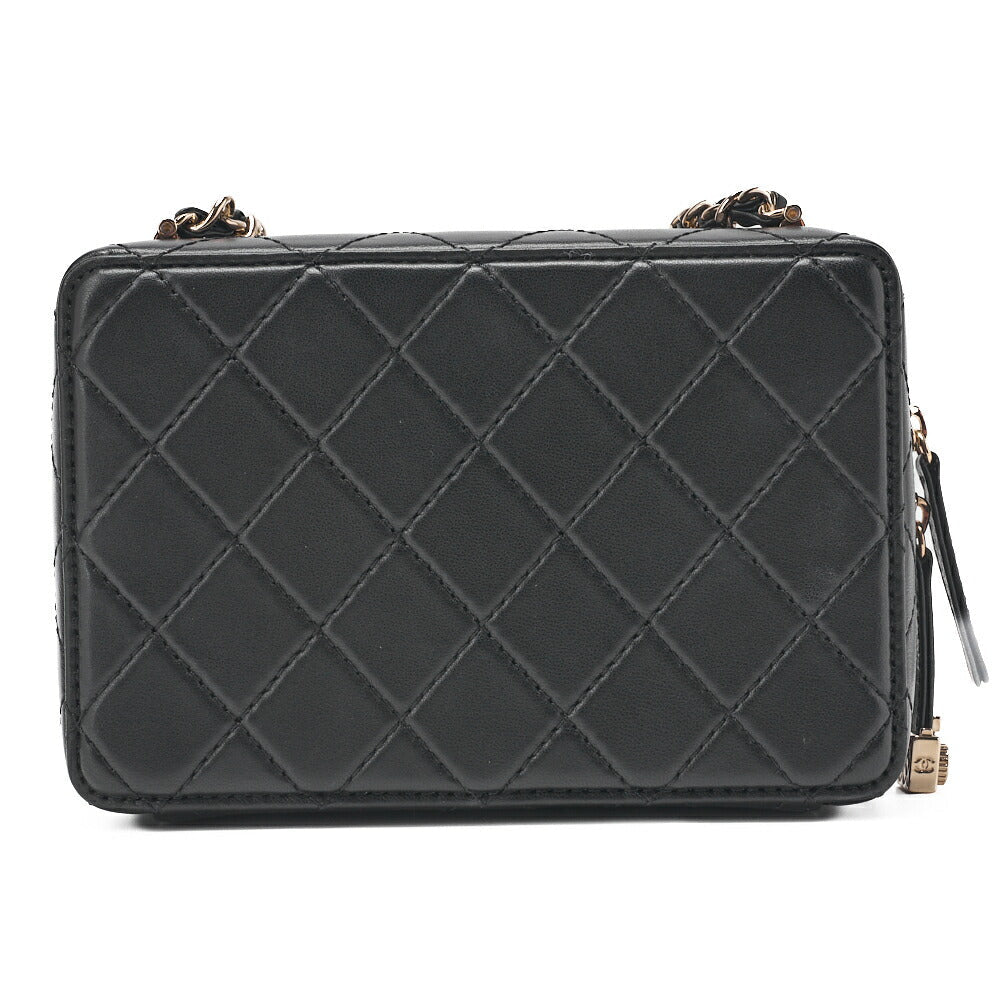 CHANEL Chain Shoulder Bag Matelasse Camera Bag Lambskin Black Gold-Tone Hardware Pre-Owned