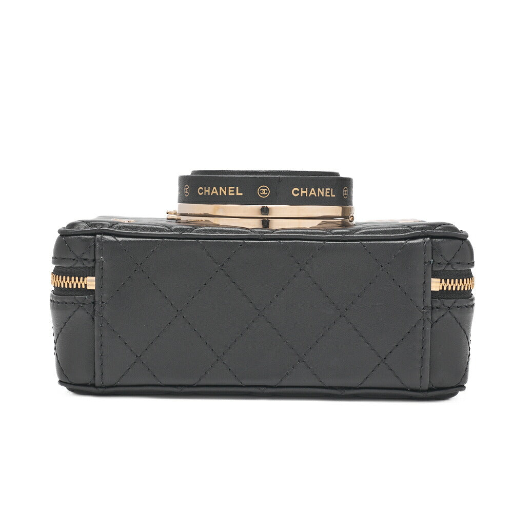 CHANEL Chain Shoulder Bag Matelasse Camera Bag Lambskin Black Gold-Tone Hardware Pre-Owned