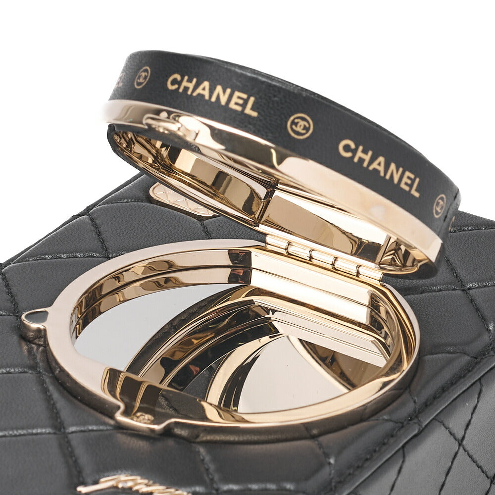 CHANEL Chain Shoulder Bag Matelasse Camera Bag Lambskin Black Gold-Tone Hardware Pre-Owned