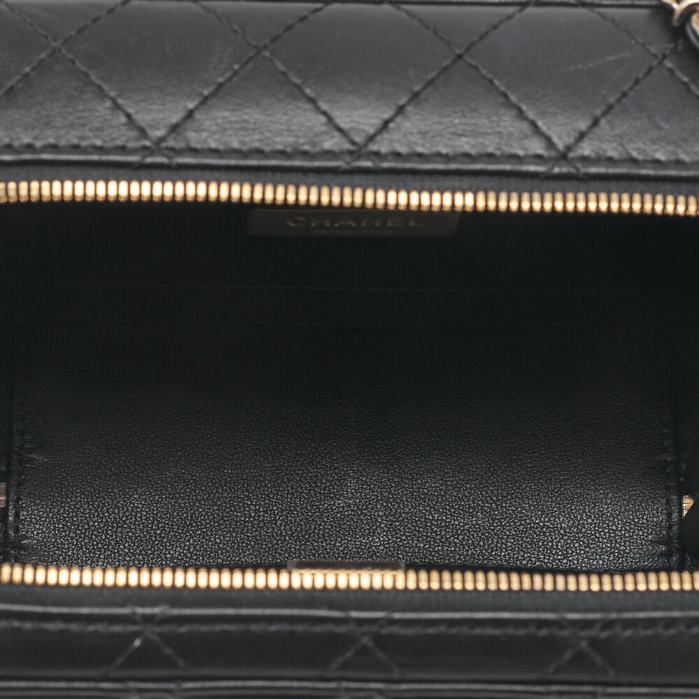 CHANEL Chain Shoulder Bag Matelasse Camera Bag Lambskin Black Gold-Tone Hardware Pre-Owned