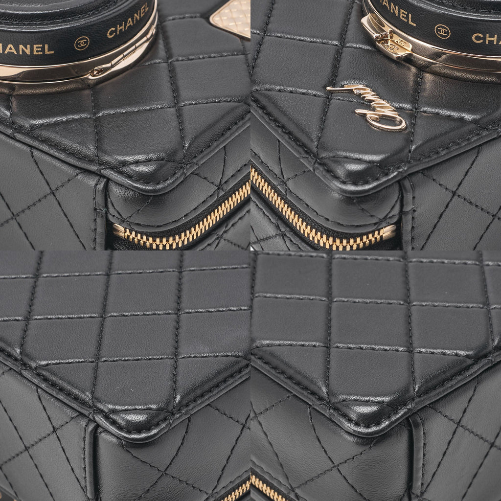 CHANEL Chain Shoulder Bag Matelasse Camera Bag Lambskin Black Gold-Tone Hardware Pre-Owned