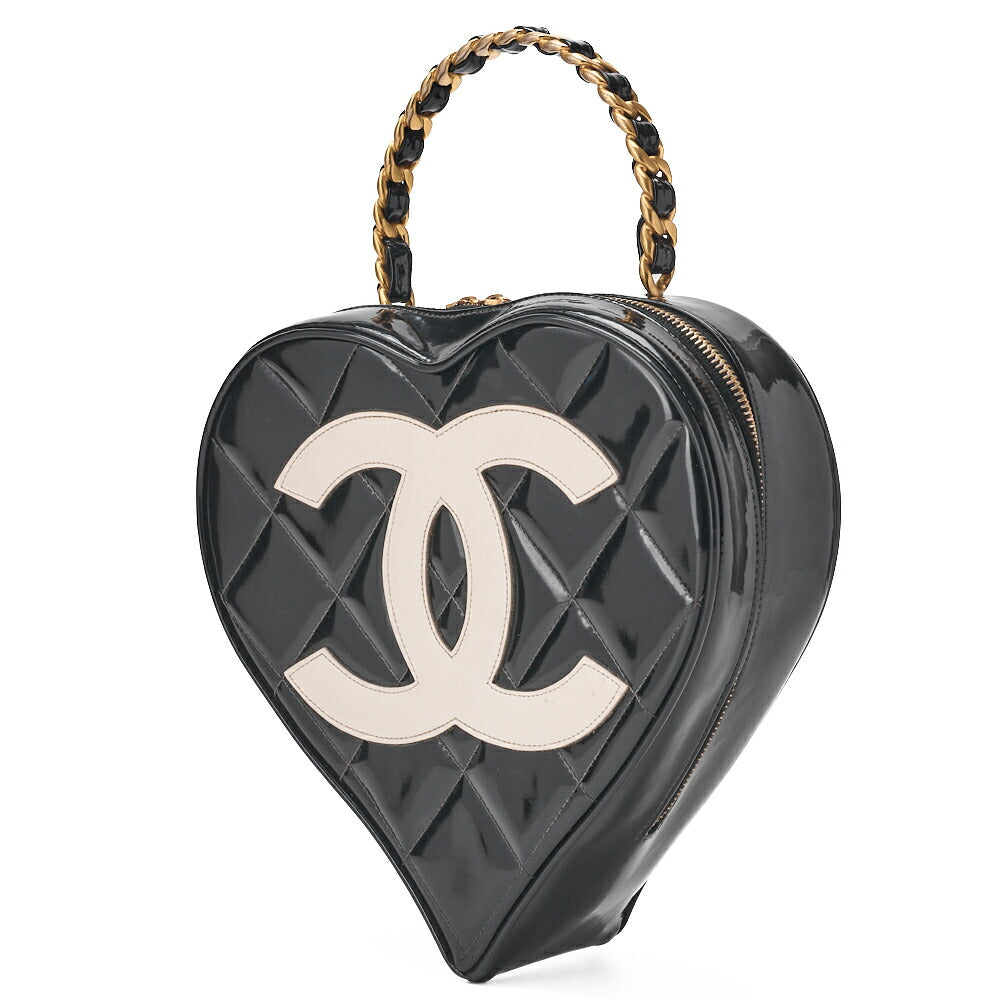 CHANEL Handbag Matelasse Coco Mark Heart Canvas Black Gold-Tone Hardware Pre-Owned