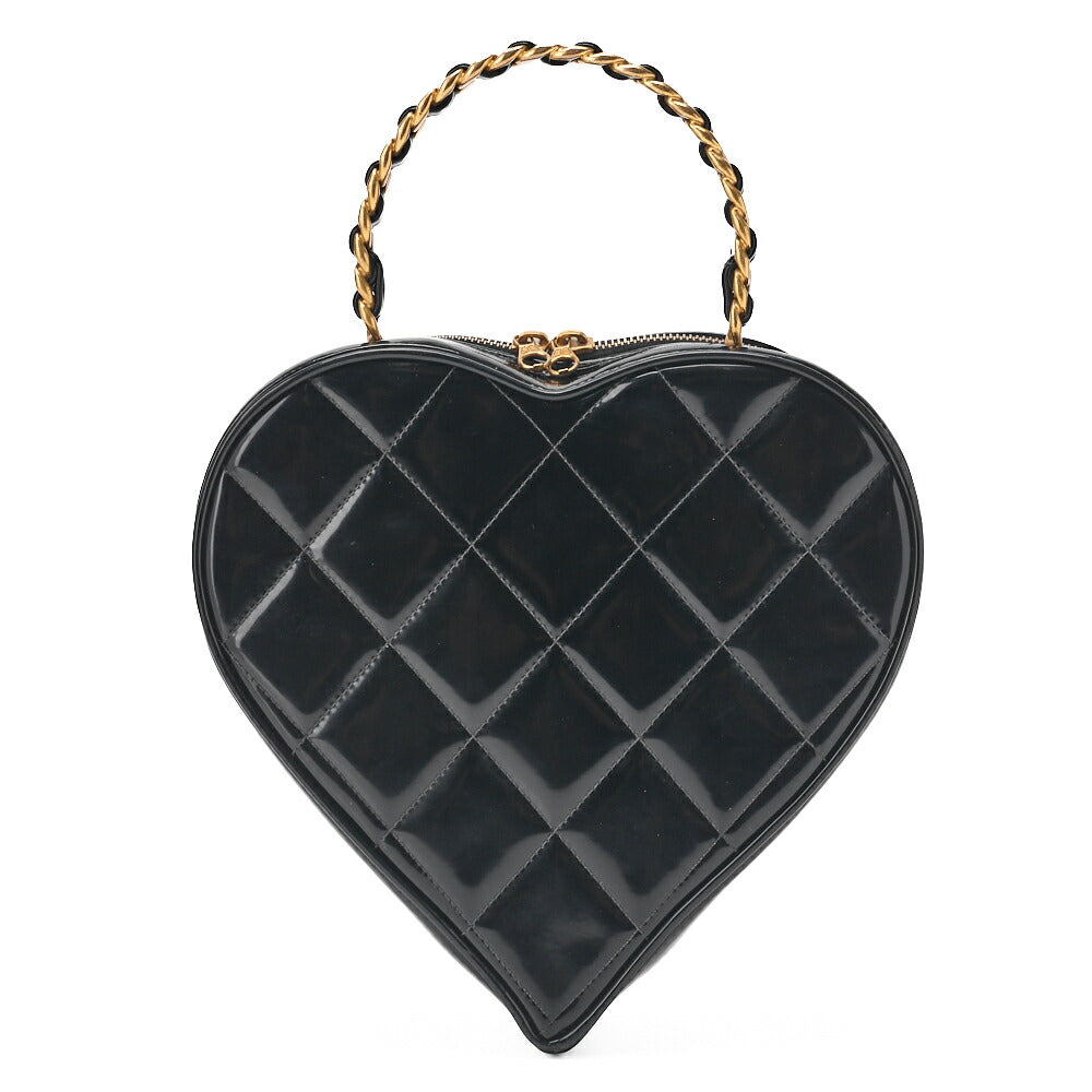 CHANEL Handbag Matelasse Coco Mark Heart Canvas Black Gold-Tone Hardware Pre-Owned
