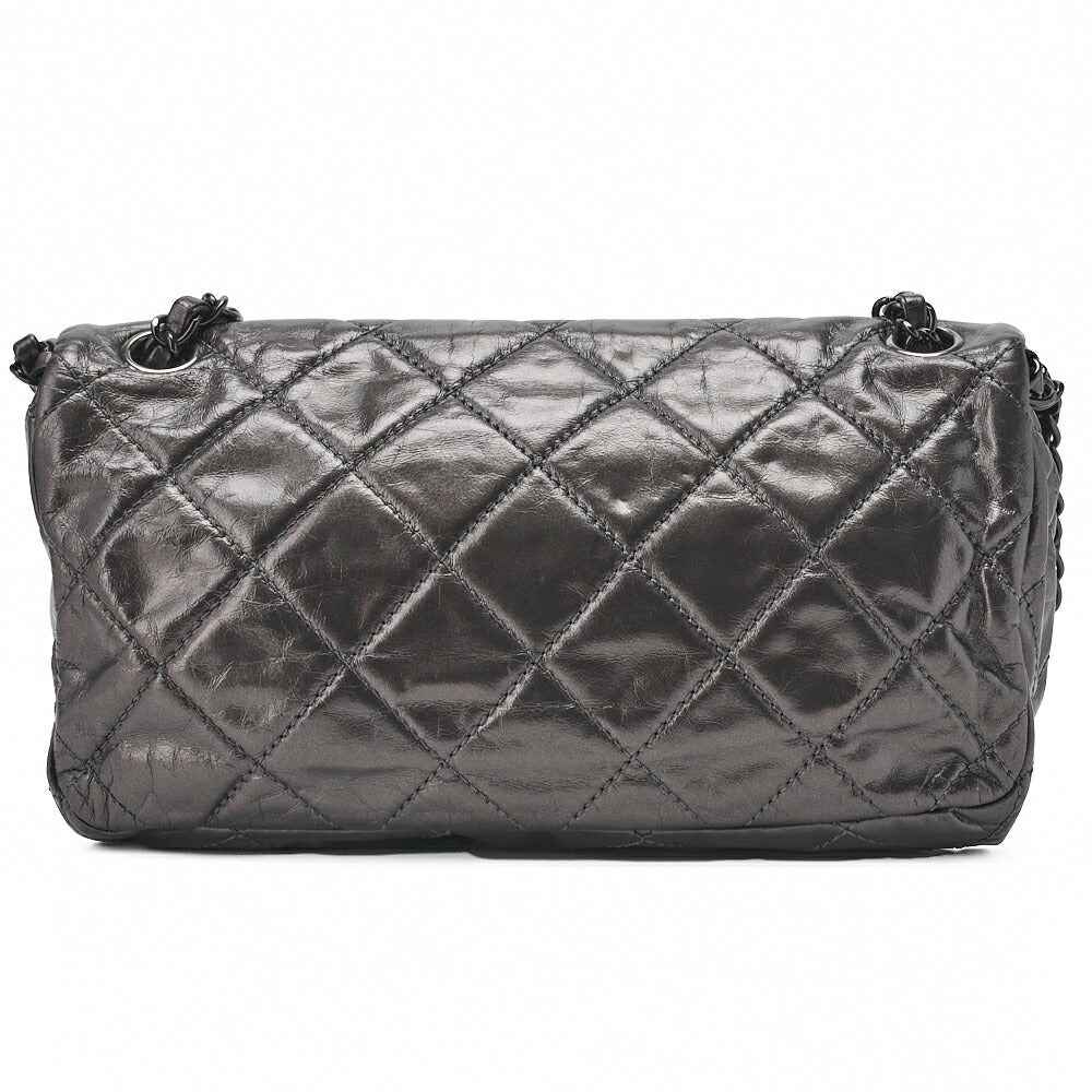CHANEL Shoulder Bag, Matelasse, Vintage Calf, Black, Black Metal Hardware, Pre-Owned