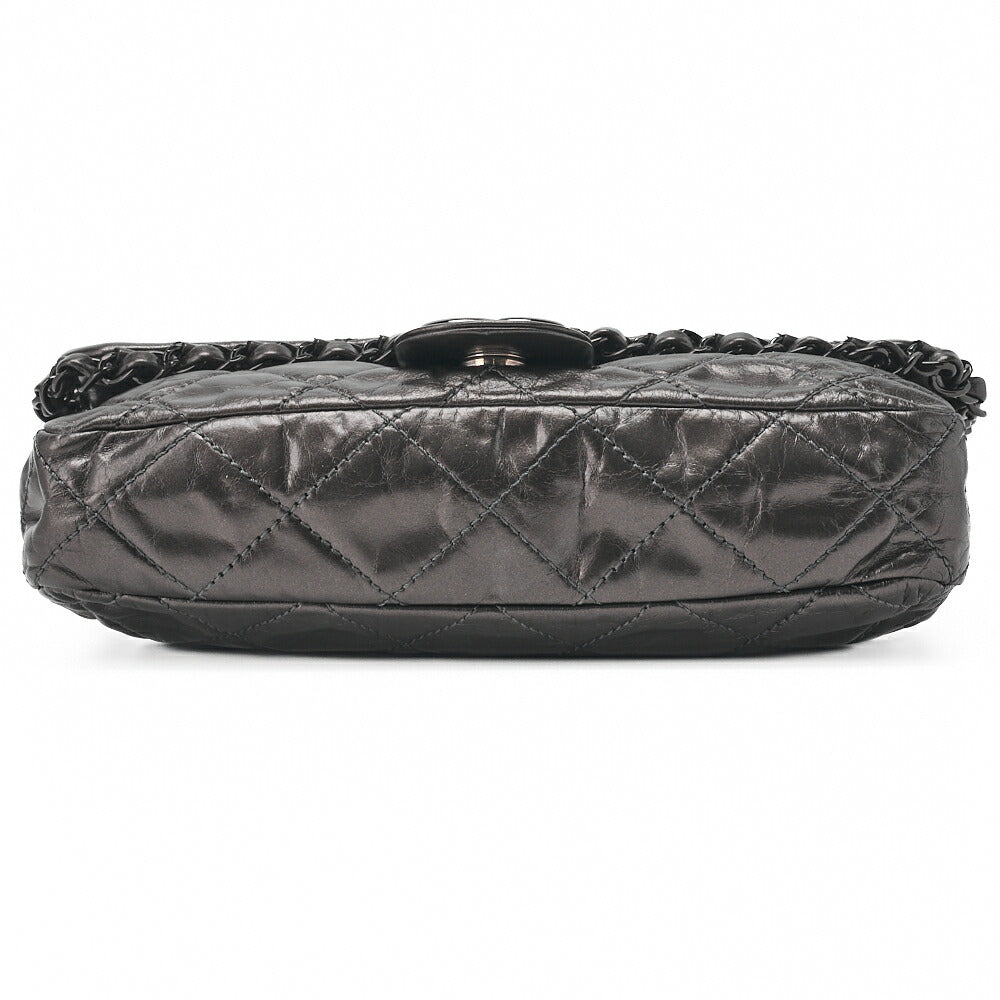 CHANEL Shoulder Bag, Matelasse, Vintage Calf, Black, Black Metal Hardware, Pre-Owned