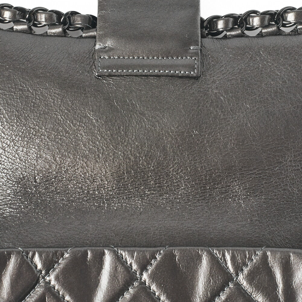 CHANEL Shoulder Bag, Matelasse, Vintage Calf, Black, Black Metal Hardware, Pre-Owned