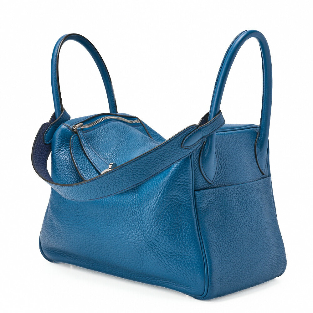 HERMES Lindy 30 2WAY Shoulder Bag Tryon Clemence Blue Iris Silver-Tone Hardware Pre-Owned