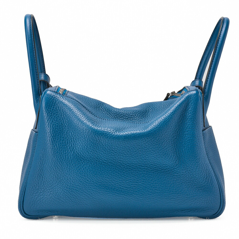 HERMES Lindy 30 2WAY Shoulder Bag Tryon Clemence Blue Iris Silver-Tone Hardware Pre-Owned