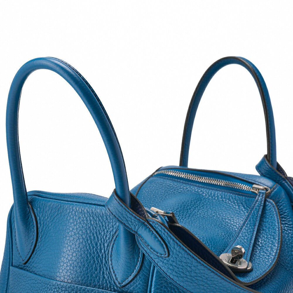 HERMES Lindy 30 2WAY Shoulder Bag Tryon Clemence Blue Iris Silver-Tone Hardware Pre-Owned