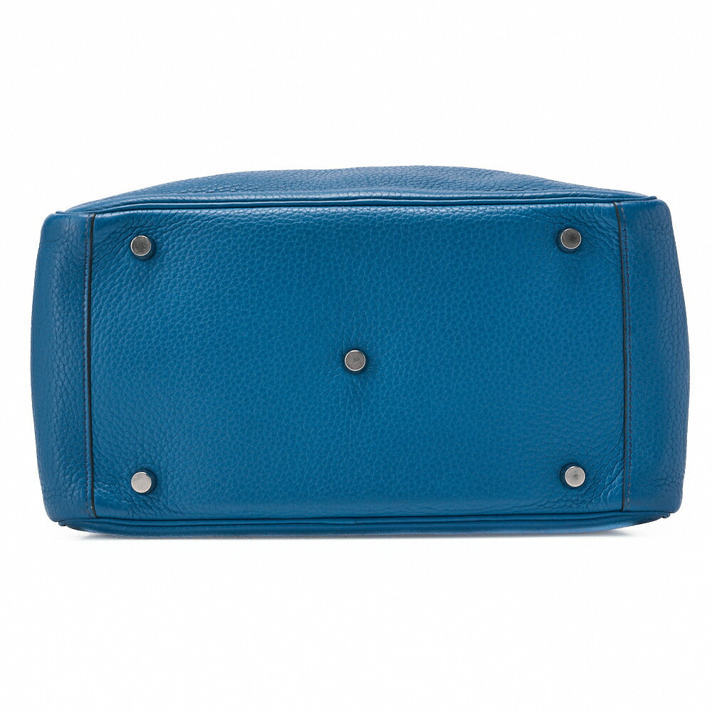 HERMES Lindy 30 2WAY Shoulder Bag Tryon Clemence Blue Iris Silver-Tone Hardware Pre-Owned