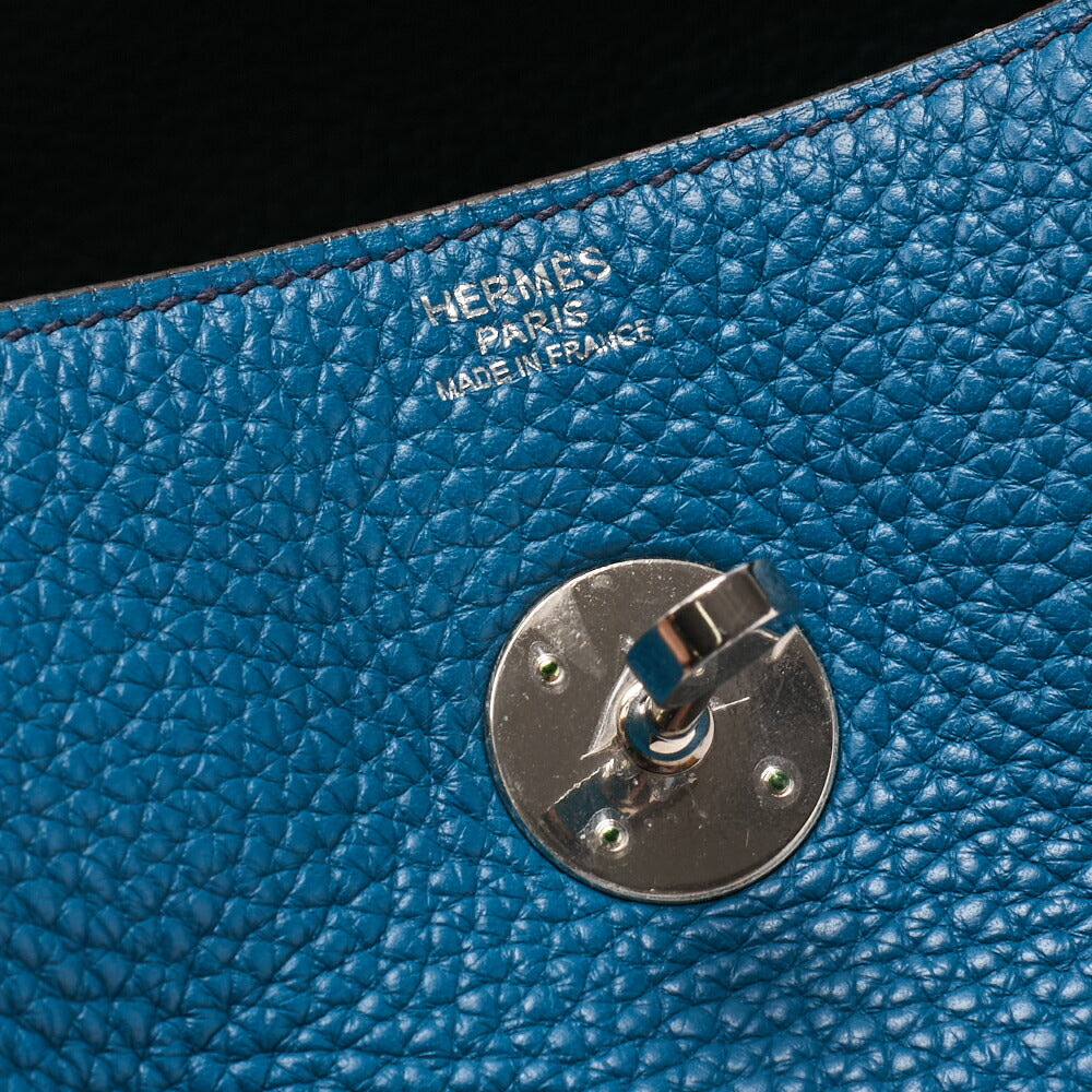 HERMES Lindy 30 2WAY Shoulder Bag Tryon Clemence Blue Iris Silver-Tone Hardware Pre-Owned