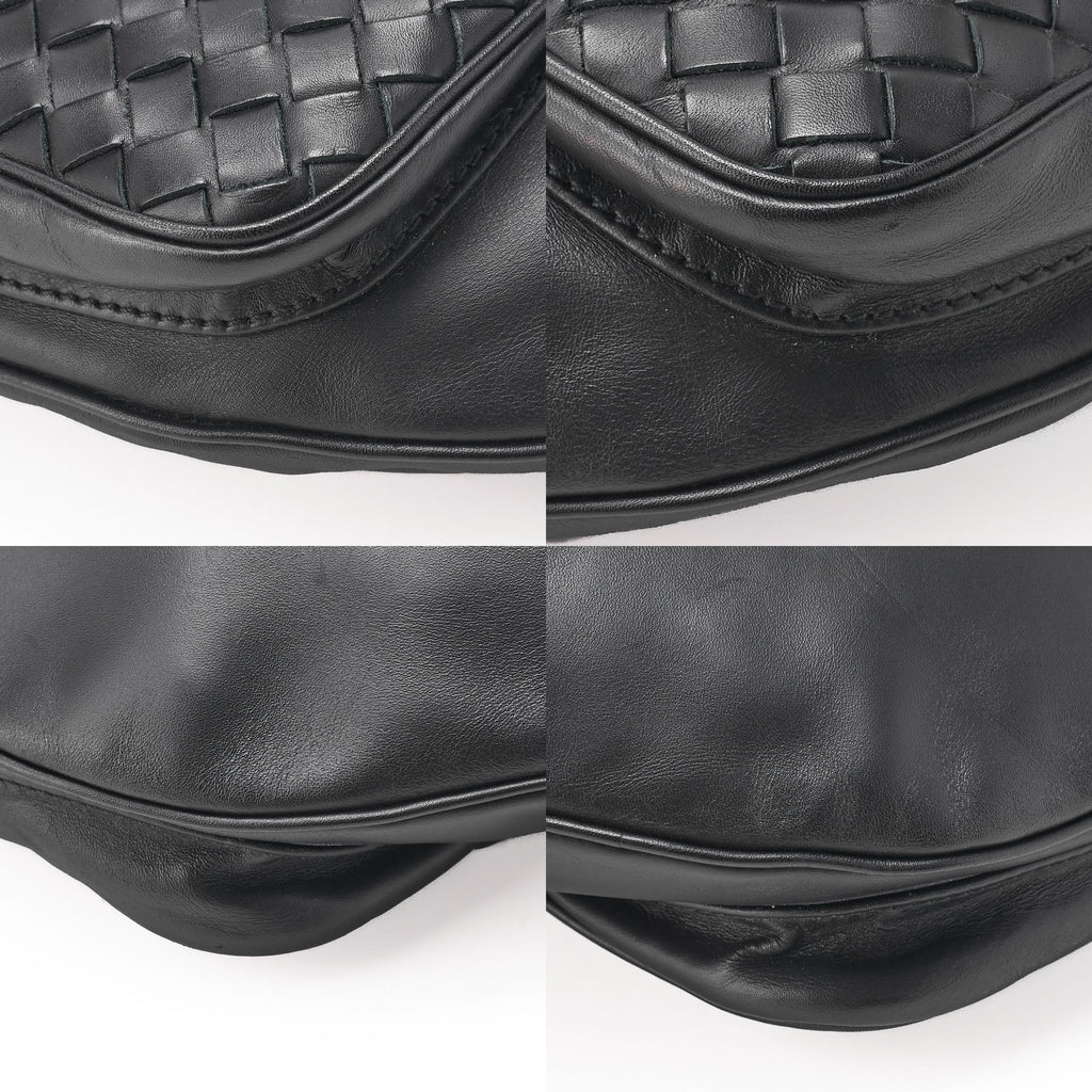Bottega Veneta Messenger Bag Waist Pouch Intrecciato Lambskin Black Gold-Tone Hardware Pre-Owned
