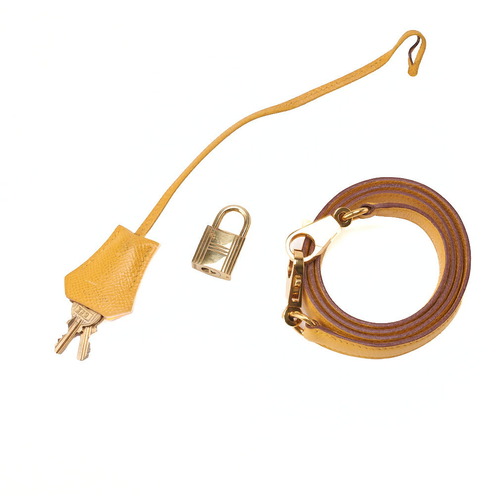 HERMES Kelly 32 Handbag, Kushbel Yellow, Gold-Tone Hardware, Pre-Owned