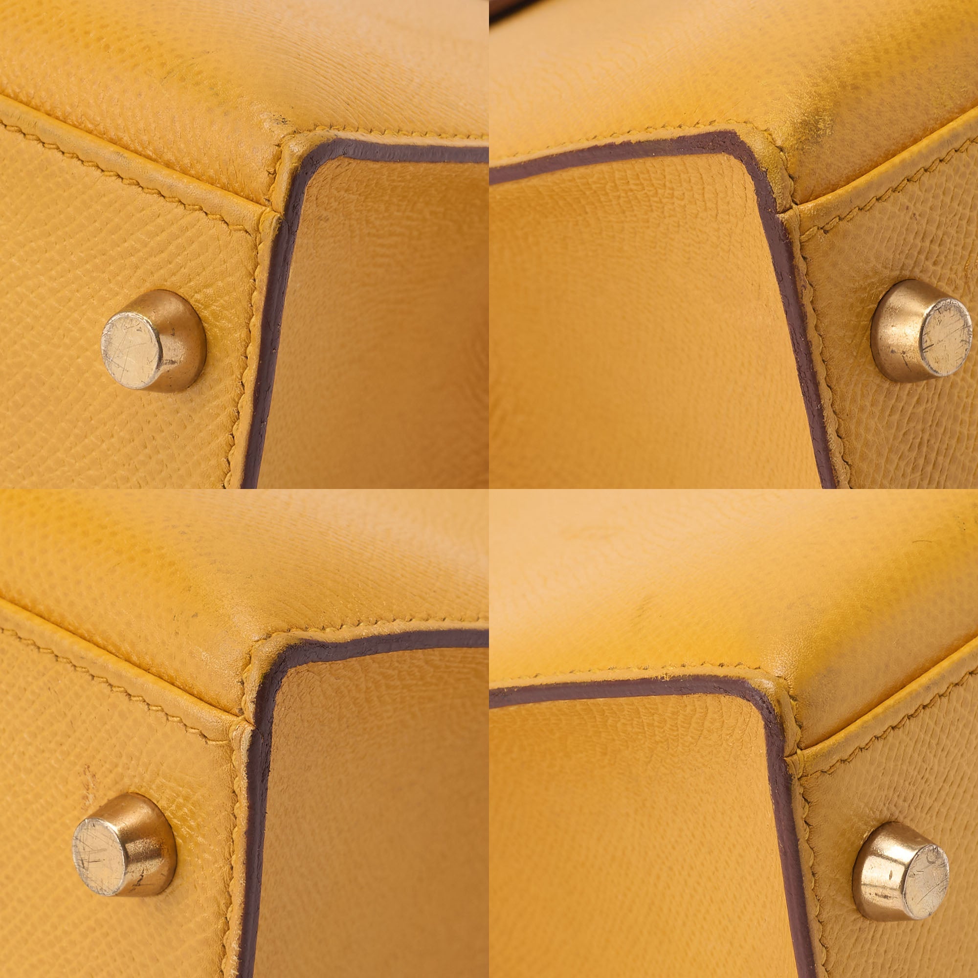 HERMES Kelly 32 Handbag, Kushbel Yellow, Gold-Tone Hardware, Pre-Owned
