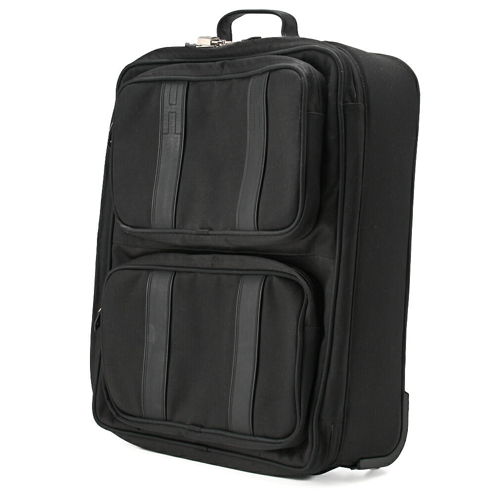 HERMES Acapulco Carry Bag Toile Chevron Black Gold-Tone Hardware Pre-Owned