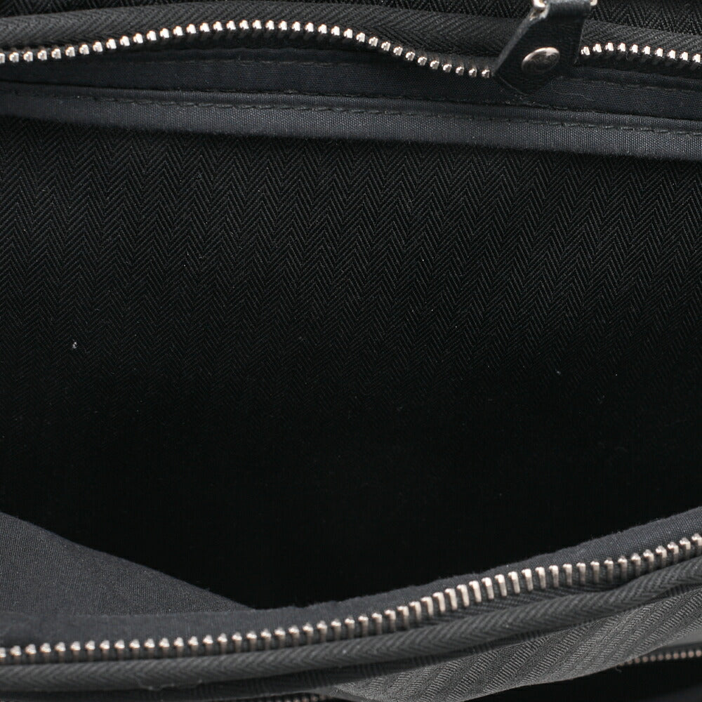 HERMES Acapulco Carry Bag Toile Chevron Black Gold-Tone Hardware Pre-Owned