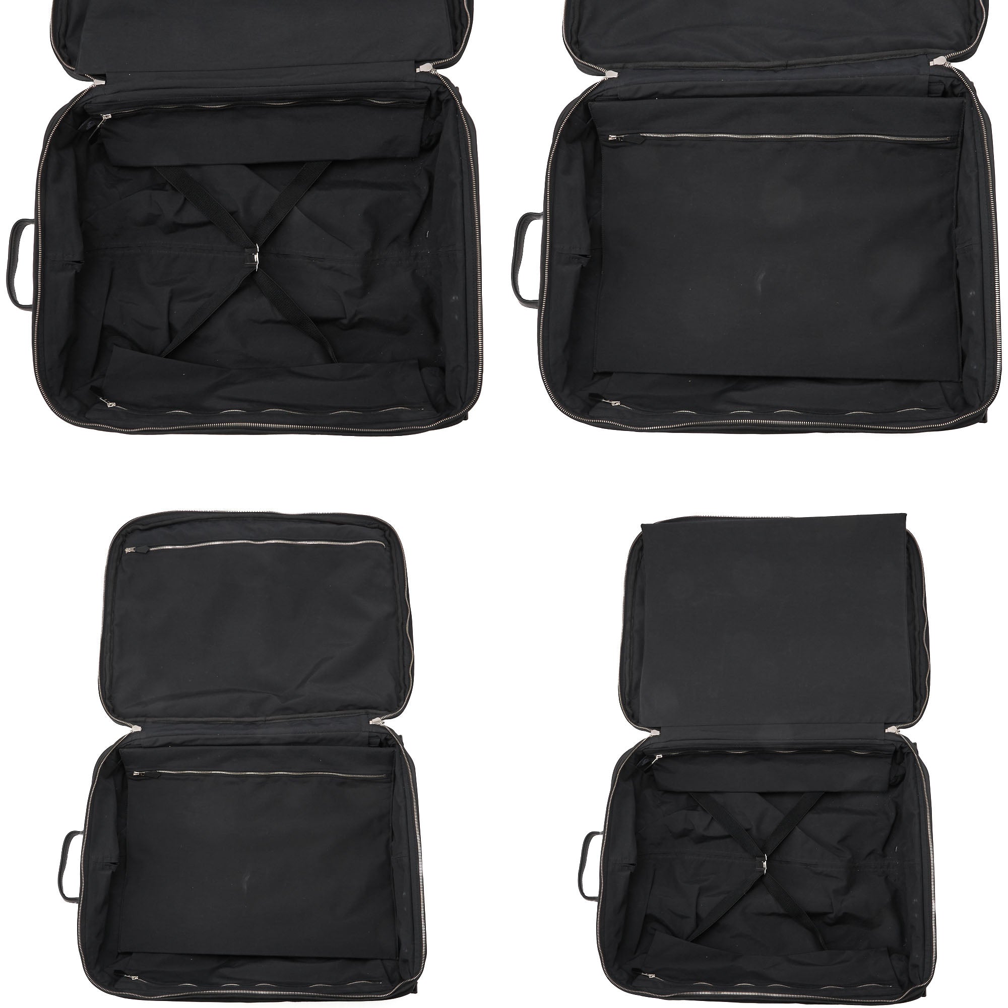 HERMES Acapulco Carry Bag Toile Chevron Black Gold-Tone Hardware Pre-Owned