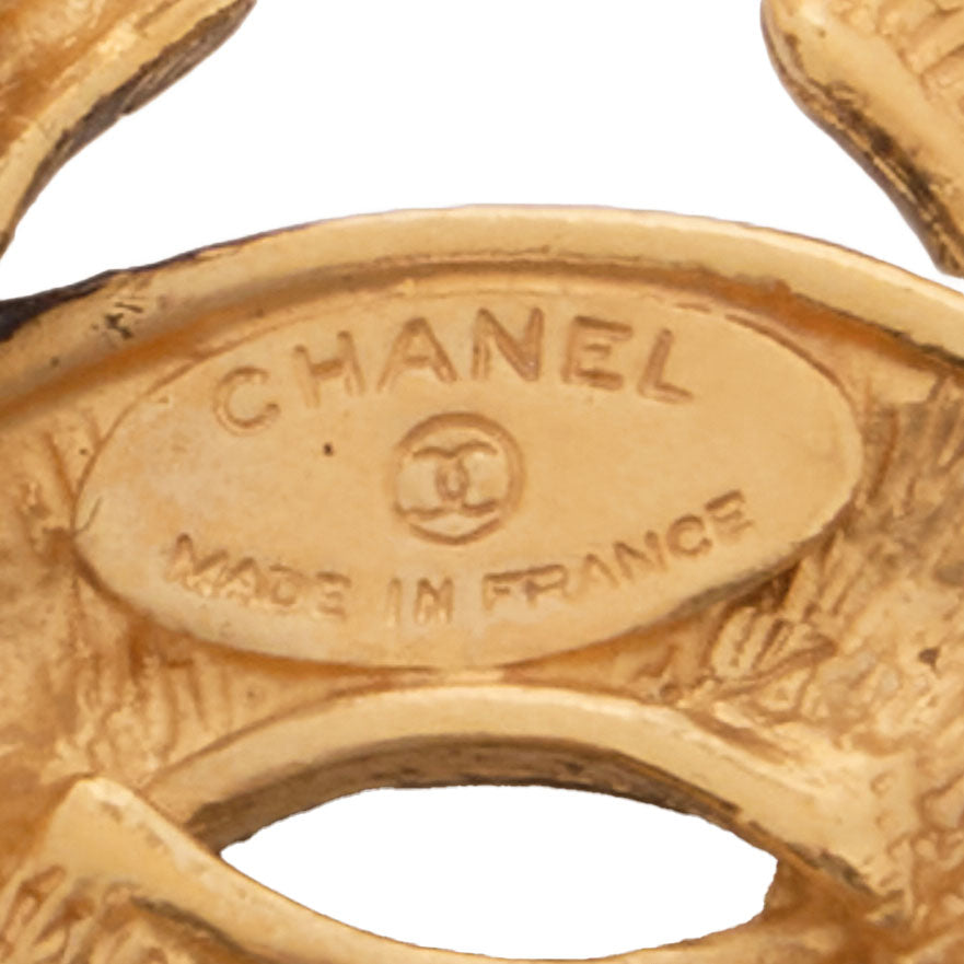 CHANEL Brooch, Coco Mark, Matelasse, Gold Plated, Gold, Gold-Tone Hardware, Pre-Owned