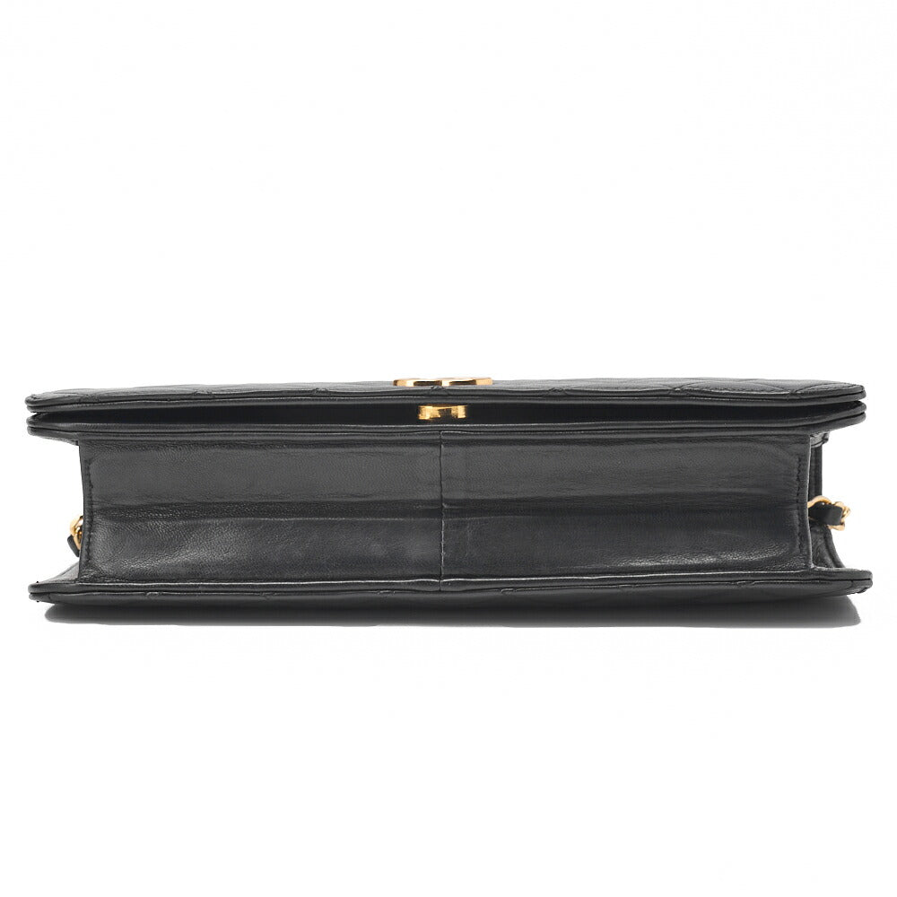 CHANEL Chain Shoulder Bag Matelasse Push Lock Lambskin Black Gold-Tone Hardware Pre-Owned