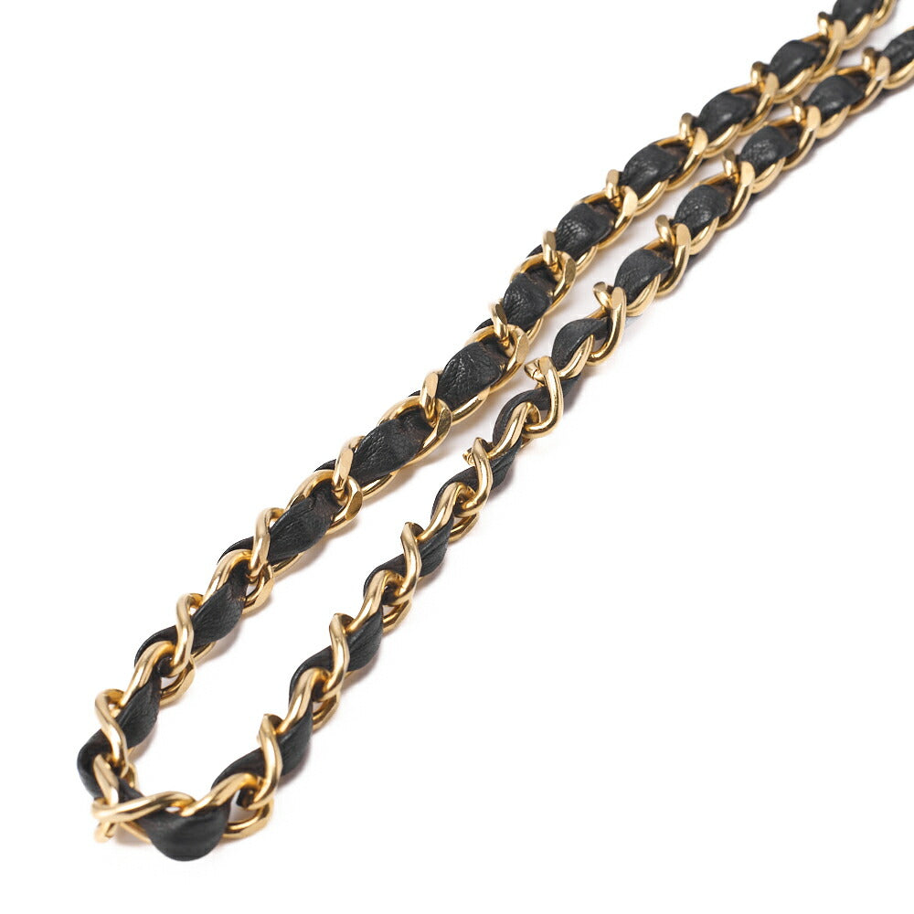 CHANEL Chain Shoulder Bag Matelasse Push Lock Lambskin Black Gold-Tone Hardware Pre-Owned