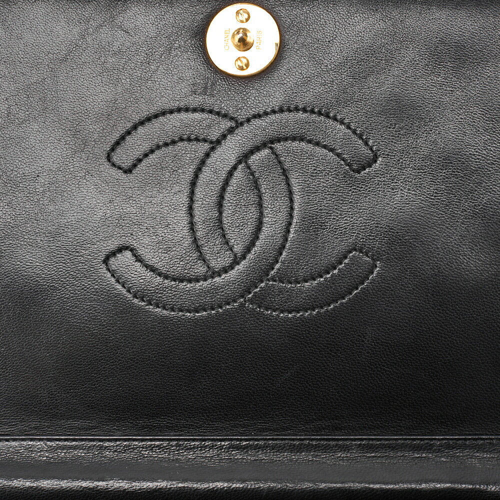 CHANEL Chain Shoulder Bag Matelasse Push Lock Lambskin Black Gold-Tone Hardware Pre-Owned