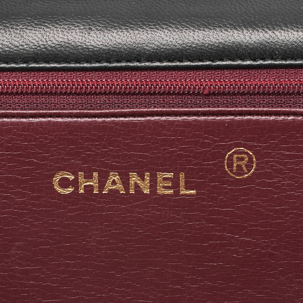 CHANEL Chain Shoulder Bag Matelasse Push Lock Lambskin Black Gold-Tone Hardware Pre-Owned