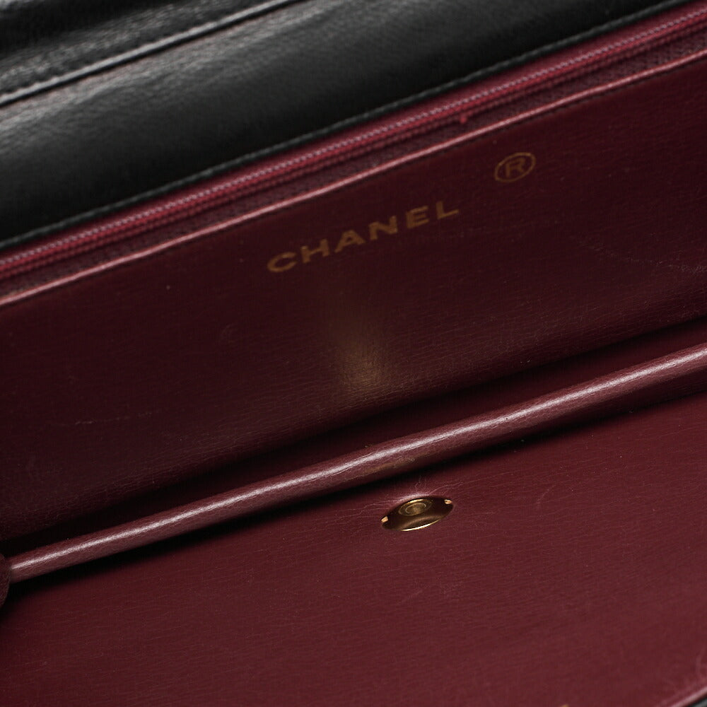CHANEL Chain Shoulder Bag Matelasse Push Lock Lambskin Black Gold-Tone Hardware Pre-Owned