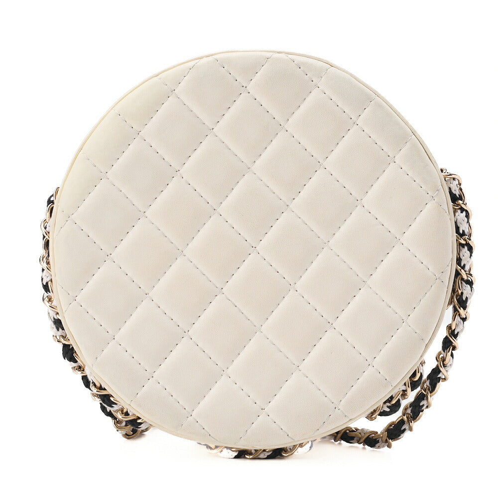CHANEL Shoulder Bag, Float Chain Shoulder, Lambskin and Vinyl, Black, Gold-Tone Hardware, Pre-Owned