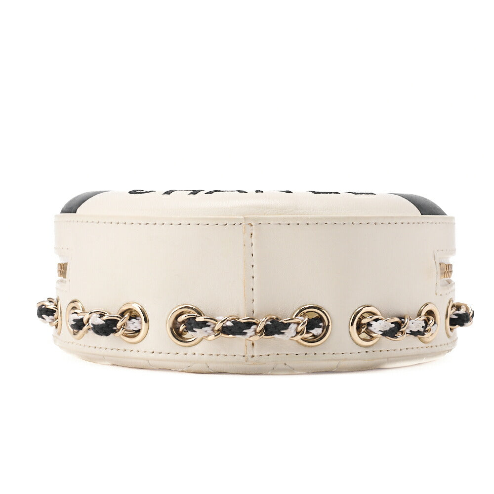 CHANEL Shoulder Bag, Float Chain Shoulder, Lambskin and Vinyl, Black, Gold-Tone Hardware, Pre-Owned