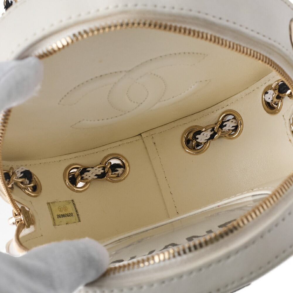CHANEL Shoulder Bag, Float Chain Shoulder, Lambskin and Vinyl, Black, Gold-Tone Hardware, Pre-Owned