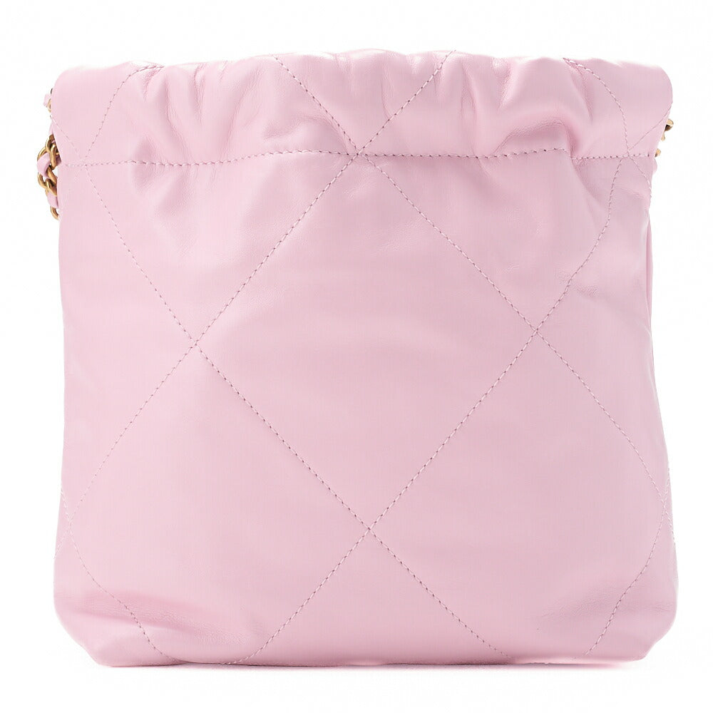 Chanel 22 Mini Drawstring Chain Shoulder Bag, Calfskin, Pink, Gold-Tone Hardware, Pre-Owned