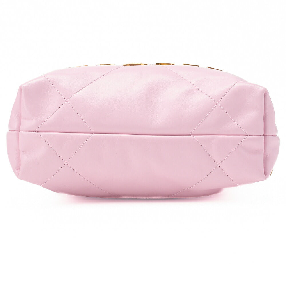 Chanel 22 Mini Drawstring Chain Shoulder Bag, Calfskin, Pink, Gold-Tone Hardware, Pre-Owned