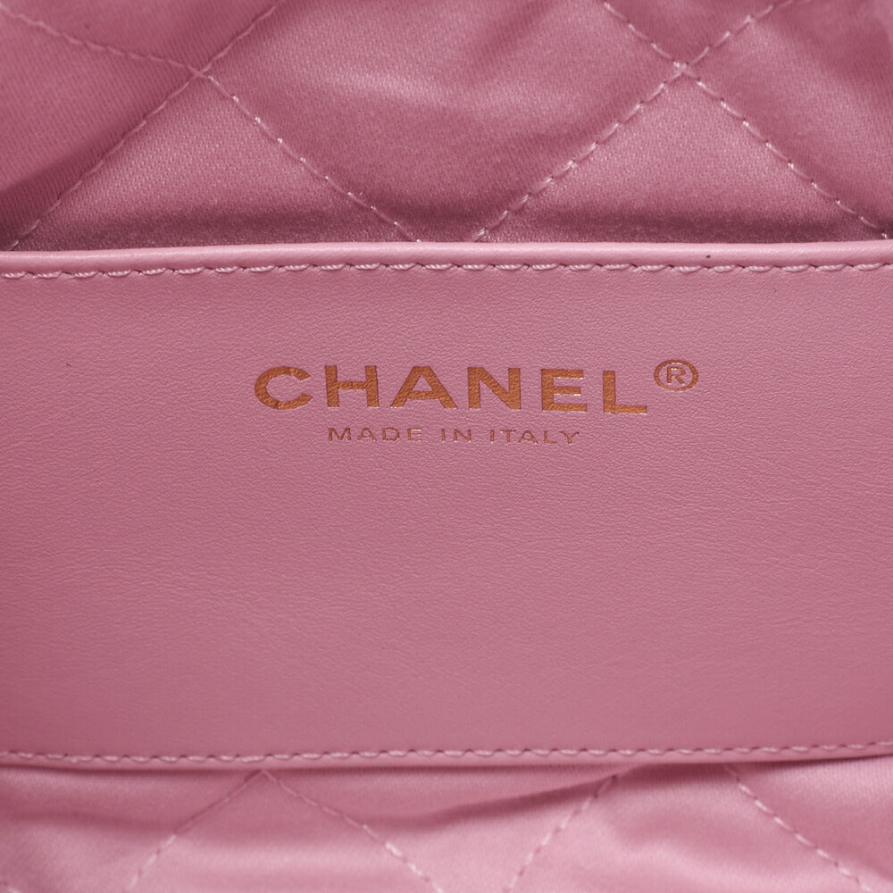 Chanel 22 Mini Drawstring Chain Shoulder Bag, Calfskin, Pink, Gold-Tone Hardware, Pre-Owned