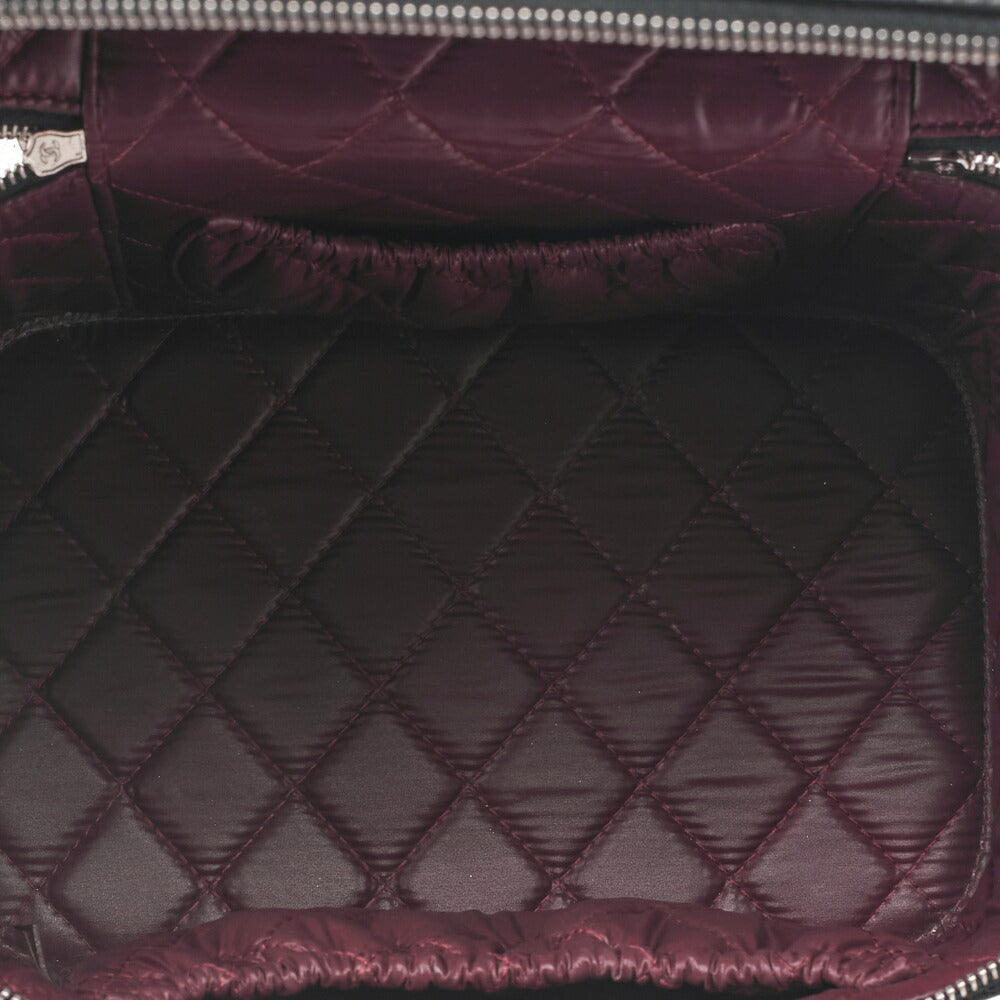 CHANEL Vanity Handbag Matelasse Lambskin Black Silver-Tone Hardware Pre-Owned