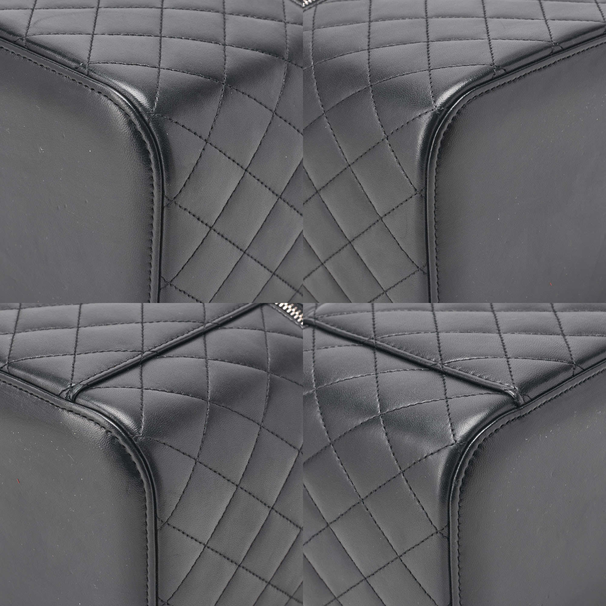 CHANEL Vanity Handbag Matelasse Lambskin Black Silver-Tone Hardware Pre-Owned