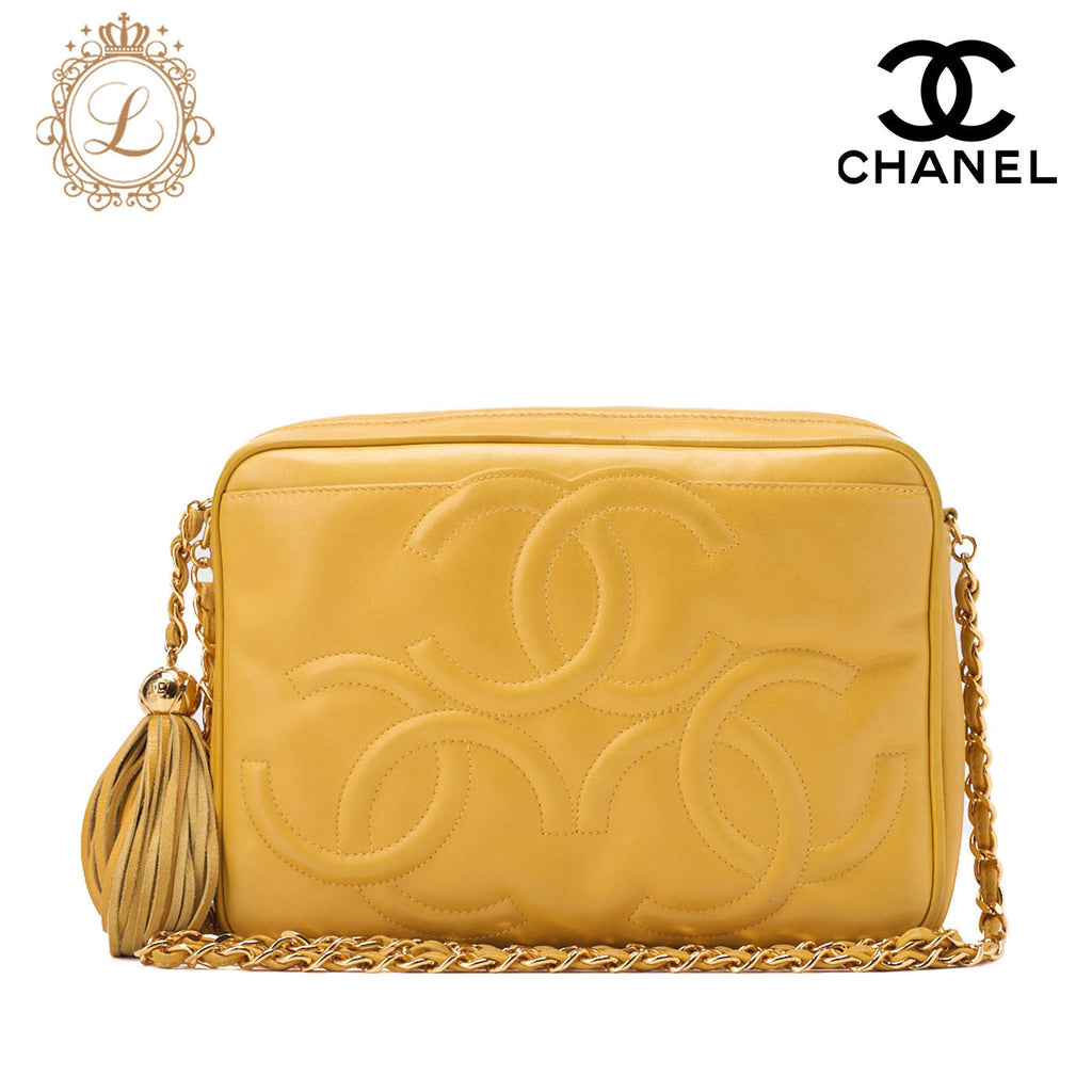 CHANEL Shoulder Bag, Matelasse Outside Flap Fringe Chain, Lambskin, Black, Gold-Tone Hardware, Pre-Owned