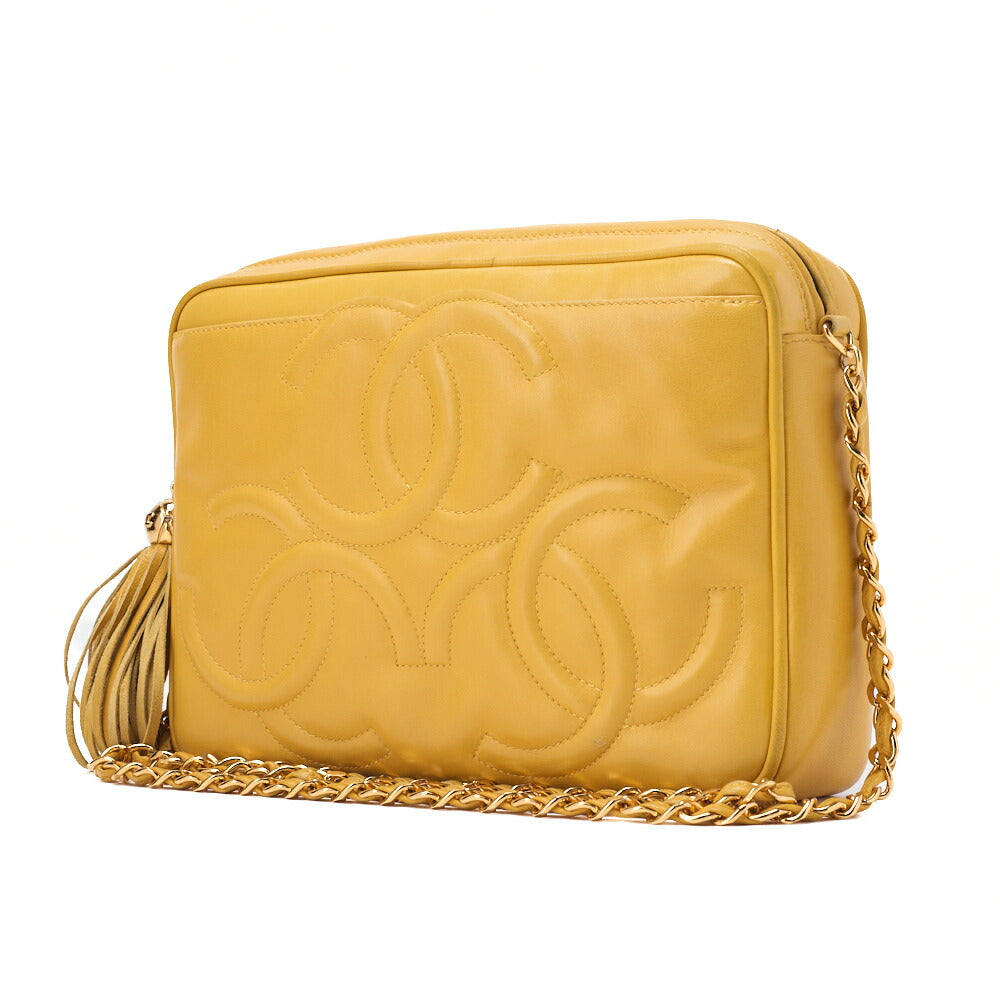 CHANEL Shoulder Bag, Matelasse Outside Flap Fringe Chain, Lambskin, Black, Gold-Tone Hardware, Pre-Owned