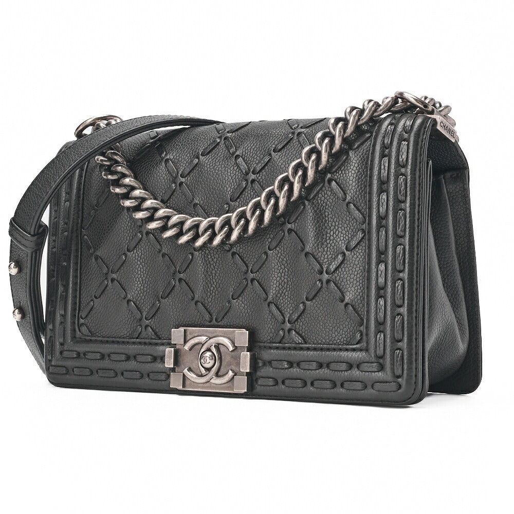 CHANEL Shoulder Bag, Boy Chanel V Stitch, Denim, Silver-Tone Hardware, Pre-Owned