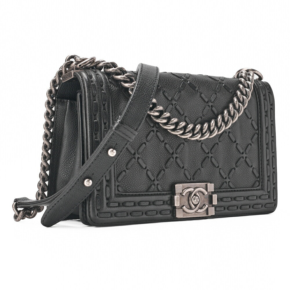 CHANEL Shoulder Bag, Boy Chanel V Stitch, Denim, Silver-Tone Hardware, Pre-Owned