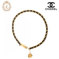 CHANEL Chain Belt, Coco Mark Medallion Charm, GP Leather, Black, Gold-Tone Hardware, Pre-Owned
