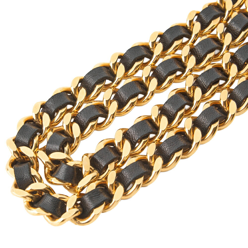 CHANEL Chain Belt, Coco Mark Medallion Charm, GP Leather, Black, Gold-Tone Hardware, Pre-Owned