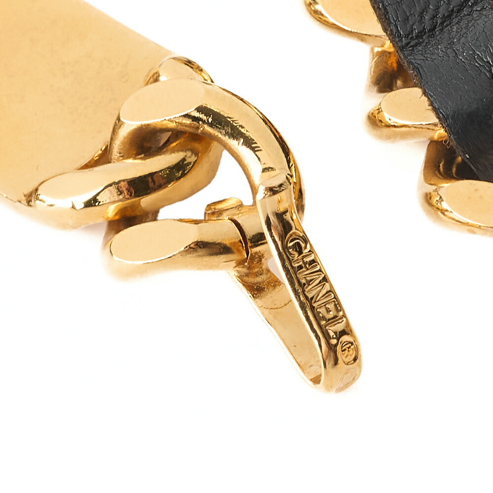 CHANEL Chain Belt, Coco Mark Medallion Charm, GP Leather, Black, Gold-Tone Hardware, Pre-Owned