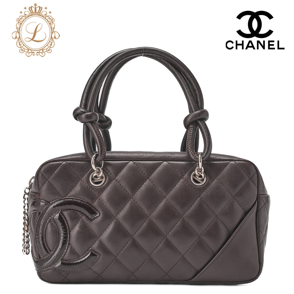 CHANEL Mini Tote Bag, Cambon Line, Calfskin, Brown, Silver-Tone Hardware, Pre-Owned