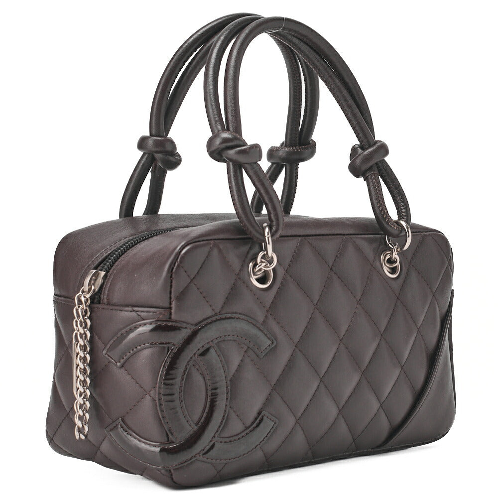 CHANEL Mini Tote Bag, Cambon Line, Calfskin, Brown, Silver-Tone Hardware, Pre-Owned