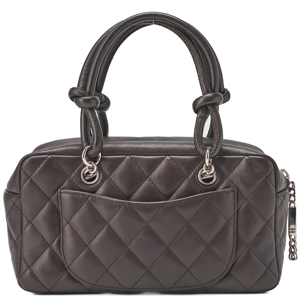 CHANEL Mini Tote Bag, Cambon Line, Calfskin, Brown, Silver-Tone Hardware, Pre-Owned