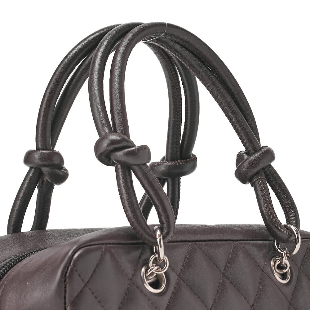 CHANEL Mini Tote Bag, Cambon Line, Calfskin, Brown, Silver-Tone Hardware, Pre-Owned