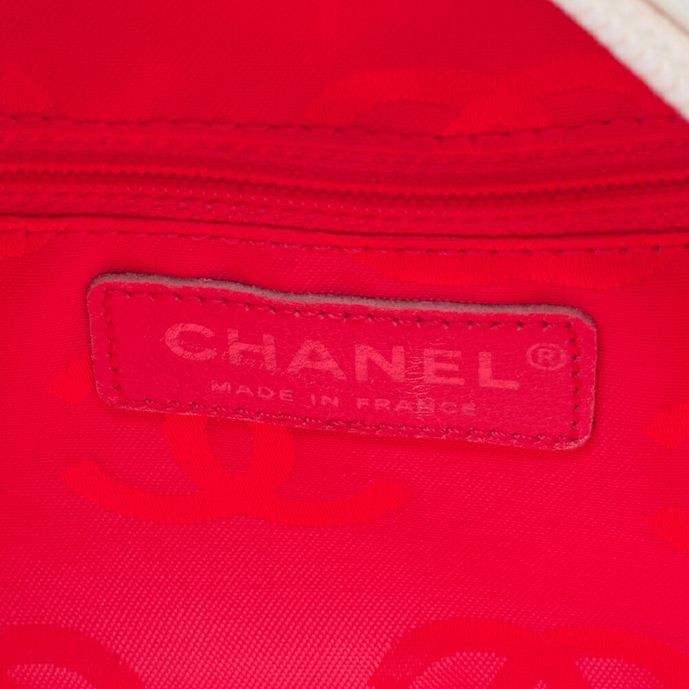CHANEL Mini Tote Bag, Cambon Line, Calfskin, White, Silver-Tone Hardware, Pre-Owned