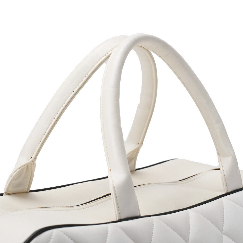 CHANEL Handbag Boston Bag Matelasse Calfskin White Gold-Tone Hardware Pre-Owned