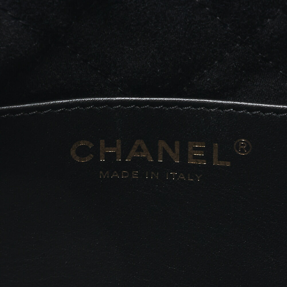 CHANEL   22 Mini Calfskin Black Drawstring Chain Shoulder Bag (Gold-Tone Hardware, Pre-Owned